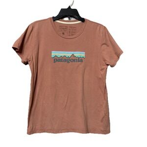 Patagonia Women's Size M Pastel P6‎ Logo Organic Cotton Crew T-Shirt Pink